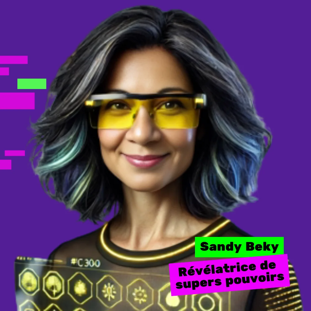 Sandy Beky avec les lunettes jaunes d'Adelia - les métiers de rêve du numérique.